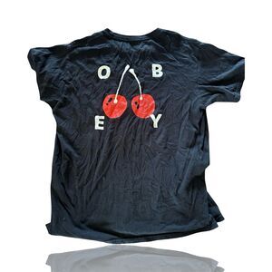 Obey Men's Cherry Graphic T-Shirt Black Size L Streetwear Skate